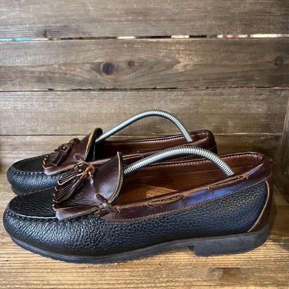 Mens Allen Edmonds Nausha Black Leather Fringe Tassel Comfort Loafers Size 11 D - Picture 2 of 6